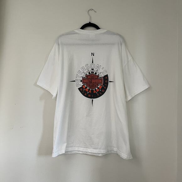 Harley Davidson Motor Cycles White Y2K Petersons Miami FL VTG T Shirt 2004 2XL - Picture 2 of 8